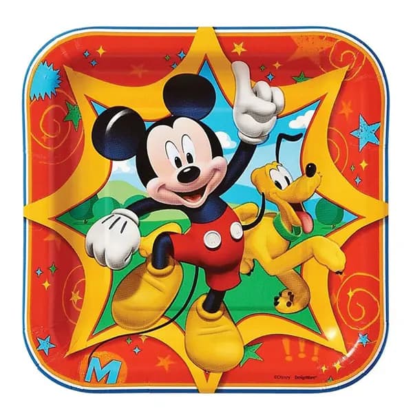 צלחות נייר מרובעות מיקי מאוס - All Store