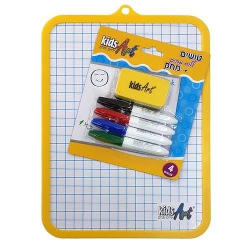 סט לוח מחיק דו צדדי + טושים + מחק