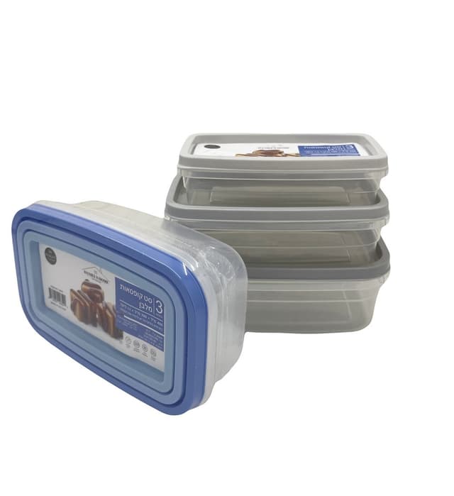 סט 3 קופסאות מלבניות פלסטיק - All Store