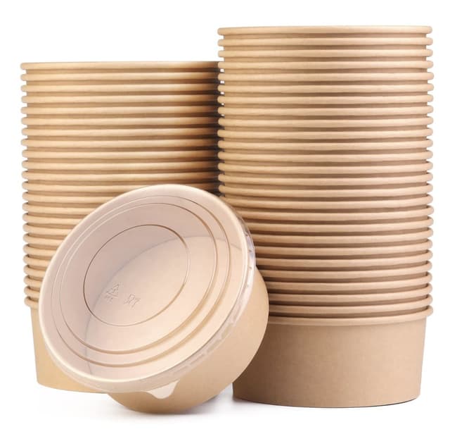 מיכל קרטון חום עגול/ קערה קראפט טייק אווי 600 מ"ל ארוז 6 יחידות - All Store