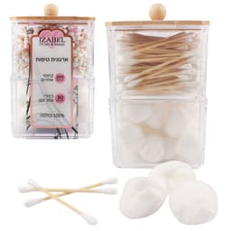 איזבל - מארז 200 קיסמי אוזניים + 30 כדורי כותנה