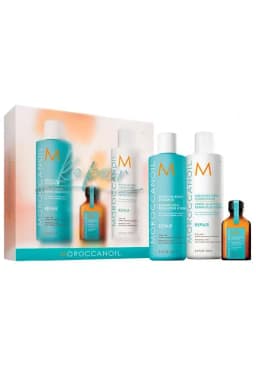 מארז שמפו 250 מ"ל + מרכך 250 מ"ל + שמן מרוקאי 25 מ"ל מסדרת ריפייר - מרוקן אויל