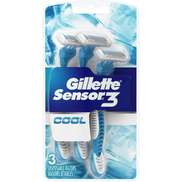גילט סנסור 3קול 3להבים חד פעמי - 3סכינים / Gillette Sensor 3 Cool 3 Pcs.