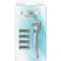 גילט סקין גארד סנסטיב 2להבים רב פעמי - 5סכינים + ידית / Gillette Skinguard Sensitive Razor + 5