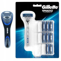 גילט מאך 3טורבו 9סכינים גילוח וידית / Gillette Mach3 Turbo 9 Combo With Razor