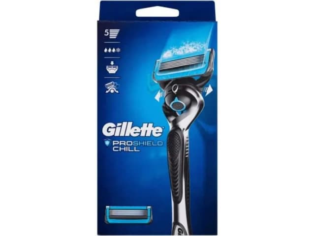 גילט פרושילד ציל מכשיר גילוח רב פעמי לגברים + 2סכינים 5להבים / Gillette Proshield Chill Razor + 2 Refill 2up