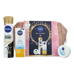 ניואה מארז טואלטיקה לאישה בלאק אנד וויט 2025(קרם סופט +50קרם הגנה +דאו ספריי+תיק) / Nivea W Set Black & White