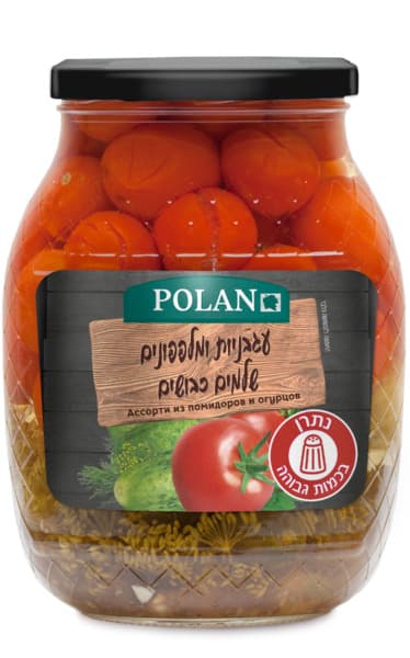 עגבניות ומלפפונים שלמים כבוש 840גר POLAN