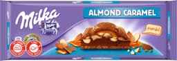 מילקה שוקולד חלב שקדים וקרמל 300 גרם