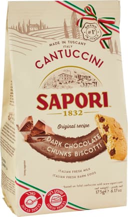 עוגיות קנטוציני שוקולד 175 גרם SAPORI