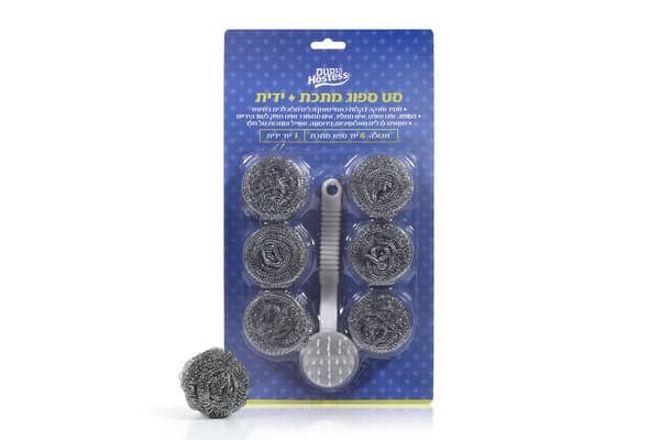 ספוג מתכת +ידית סט 6