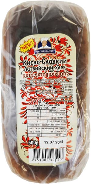 לחם שיפון חמוץ מתוק 500 גר