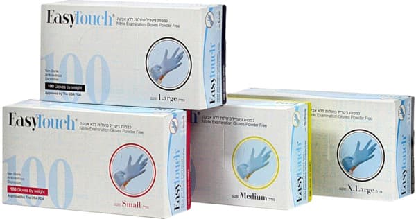 כפפות איזי טאצ ניטריל ל.אבקה כחול 100XL