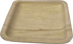 צלחת 7 מרובעת  מתכלה מעץ דקל  10 יח'