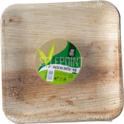 צלחת 8 מרובעת  מתכלה מעץ דקל  10 יח'