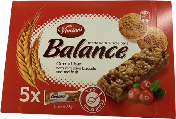 וינצנני-חטיפי דגנים ביסקוויט פירות 115 ג