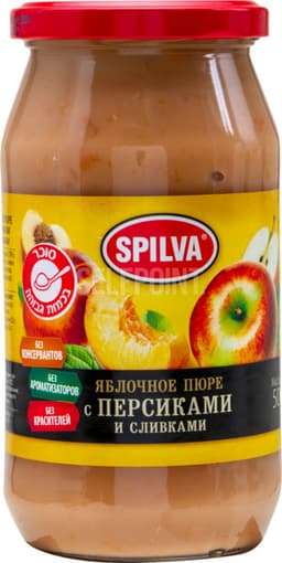 מחית תפוחי עץ עם אפרסק שמנת 500 ג SPILVA
