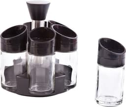 מתקן עגול מסתובב 6 אחסניות תבלינים שחור