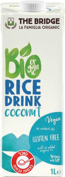 משקה אורז אורגני בתוספת קוקוס 1 ליטר