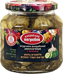 מלפפונים בחומץ עם שום ושמיר חתוכים 500 ג