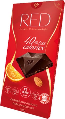 שוקולד מריר לל"ס שקדים תפוזים 100 גר RED