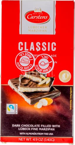 מרציפן מצופה שוקולד מריר 140 גרCARSTENS