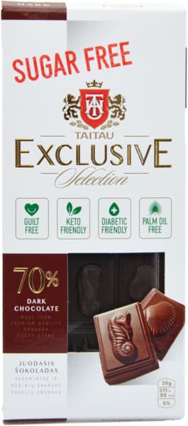 שוקולד אקסקלוסיב ללא סוכר 70% 100 גרם