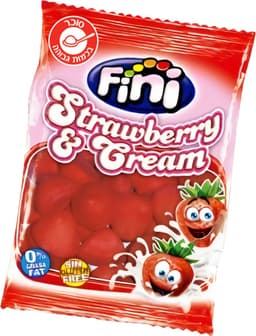 פיני גומי מוקצף בטעם תות ושמנת 75 גרם