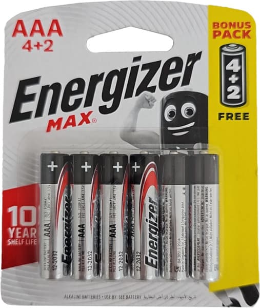 אנרג'ייזר - MAX סוללות 4+2 AAA
