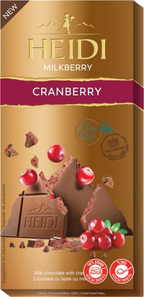 טבלת שוקולד היידי מילקברי חמוציות חלב80ג