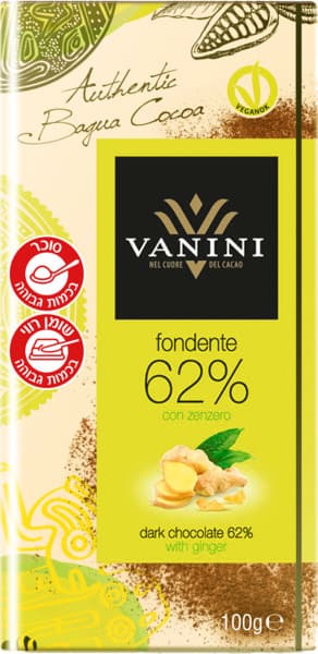 שוקולד מריר 62% קקאו גינגר 100 גר VANINI