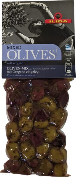 זיתים ירוקים ושחורים אורגנו ופלפל 150 ג