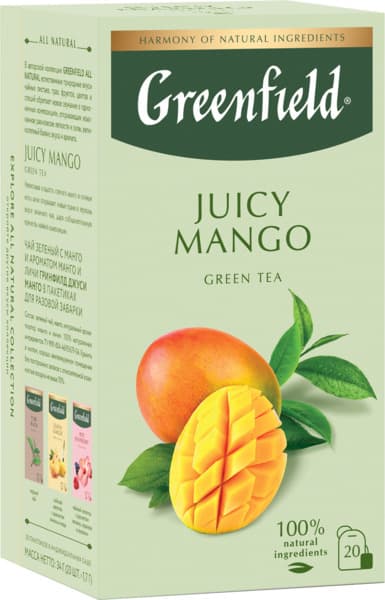 תה ירוק מנגו 20 שקיות גרינפילד 34 גר