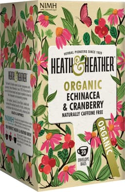 חליטת תה אורגני אכינצאה וחמוציות ללא קפאין היט והיטר