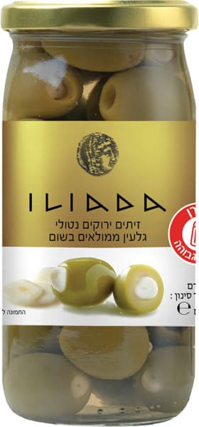 זיתים ירוקים ממולאים בשום 370 גרם