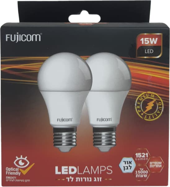 פוגי'קום - זוג נורות LED A65 15W אור לבן