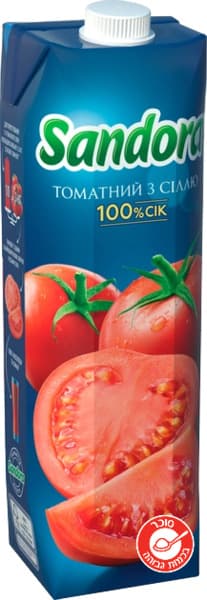 מיץ עגבניות עמ מלח סנדורה 950 מ"ל