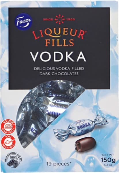 פייזר-פרליני שוקולד במילוי וודקה 150 גרם