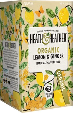 חליטת תה אורגני ג'ינג'ר ולימון ללא קפאין היט והיטר