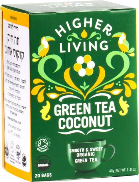 תה ירוק קוקוס אורגני 40 גרם הייר ליבינג