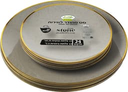 סט צלחות ענק ובנוני אפור