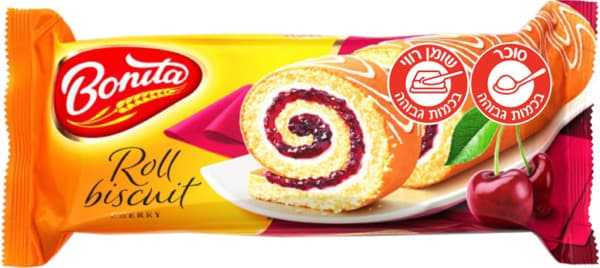 עוגת רולדה במילוי קרם בטעם דובדבן 150 גר