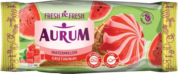גלידת שמנת Aurum בטעם אבטיח במילוי אבטיח