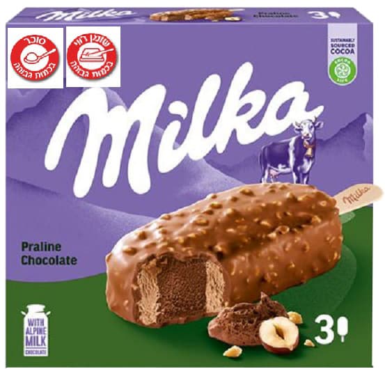 מילקה פרלין גלידה מקל שלישייה 201 גרם