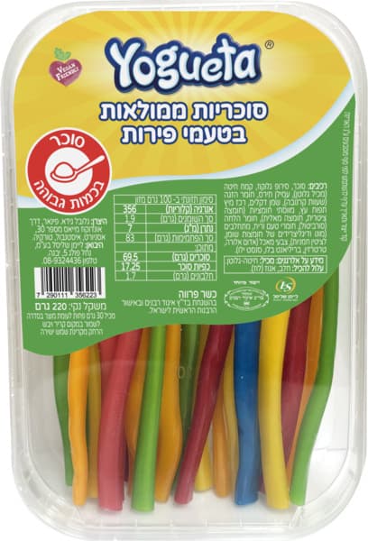 יוגטה - מקלות ממולאות מוברקות בטעם פירות 220 גרם