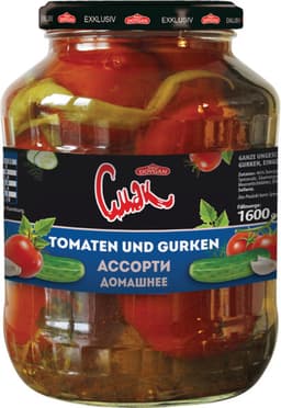 אסורטי עגבניות שלמות  ומלפפונים 1600 גר