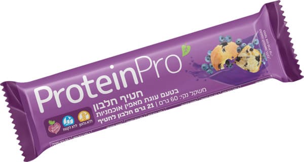 פרוטאין פרו-חטיף חלבון טבעוני עוגת תאפין אוכמניות 60 גרם