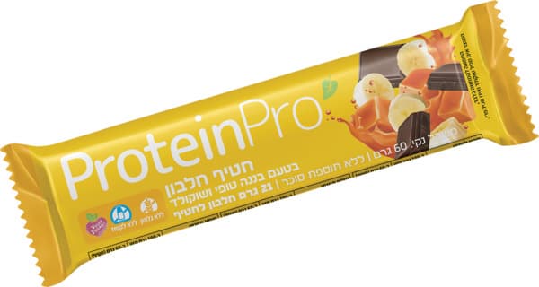פרוטאין פרו-חטיף חלבון טבעוני בטעם בננה טופי שוקו 60 גרם