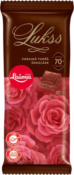 שוקולד מריר אוורירי 70% קקאו 60 גר LAIMA