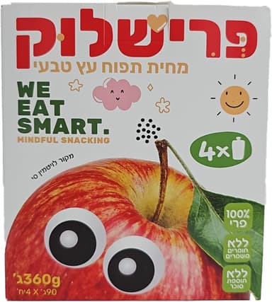 WE EAT SMART פרישלוק מחית תפוח לשתייה  4*90 גרם